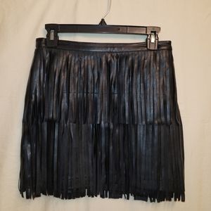 Black, size 8, H&M, fringe miniskirt